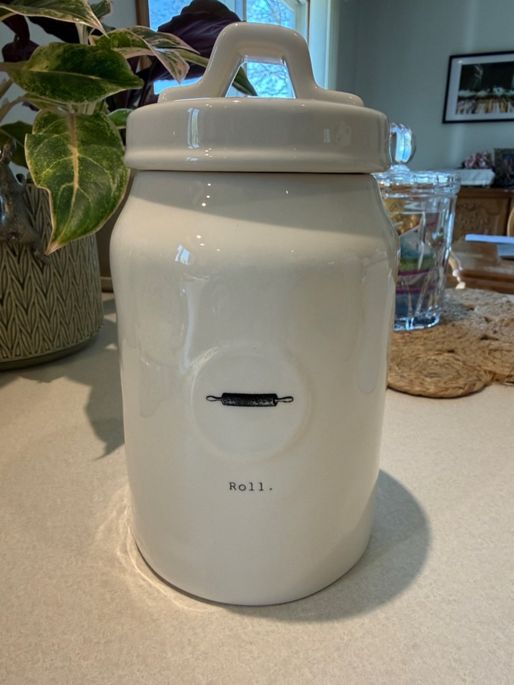 Rae Dunn Artisan Collection Ceramic Roll Storage Canister - White